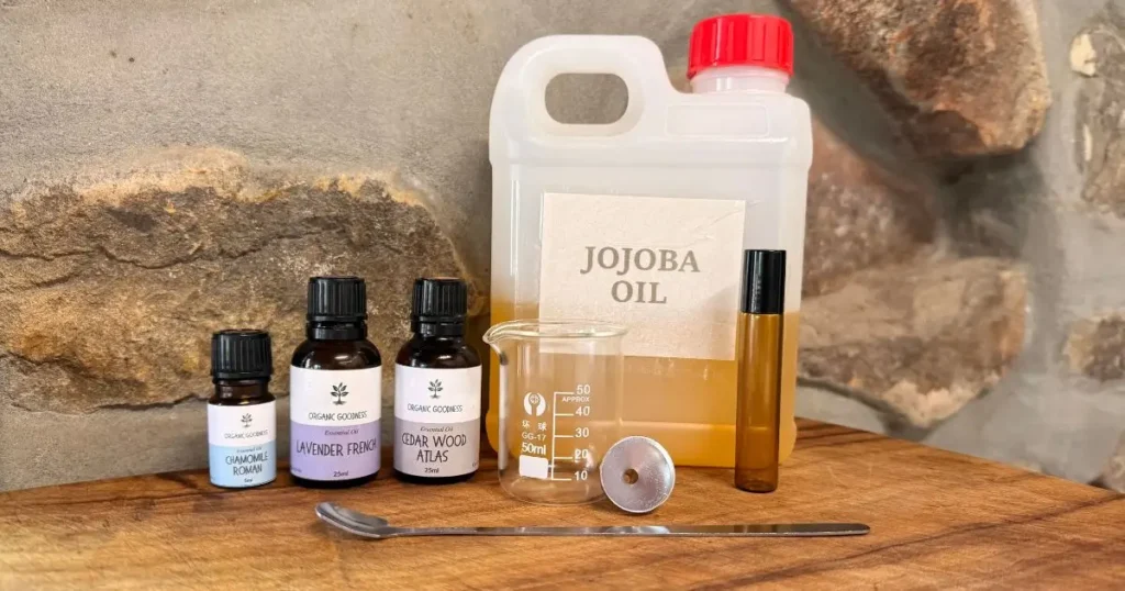 Supplies and Equipment for making an Aromatherapy Sleep Roll-On