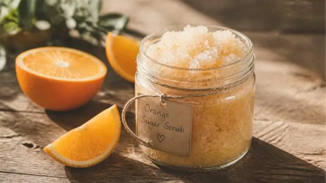 Jar of Home Made Citrus Sugar Scrub